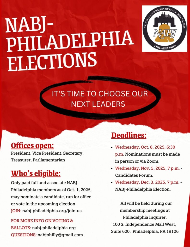 flyer for NABJ Philly election 2025